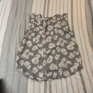 LOFT Gray Floral Sleeveless Blouse